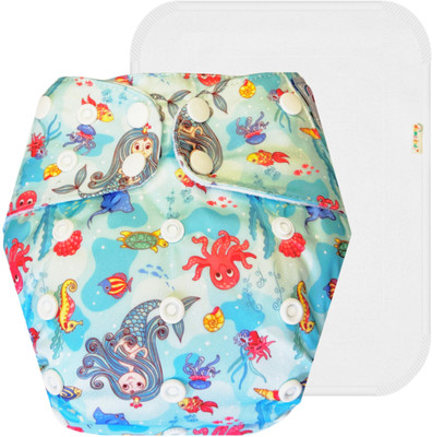 Dumbledo Reusable Washable Quick Dry 1 Blue Cloth Diaper With White Insert