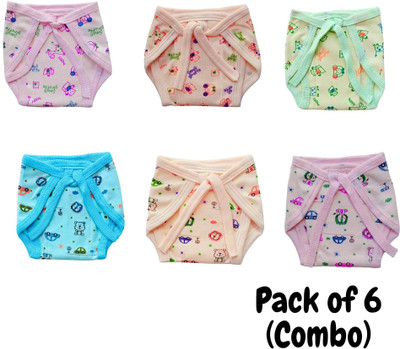 xyzz Newborn Baby Nappies – Hosiery Cloth – Free Size 0–6 Months – Pack of 6