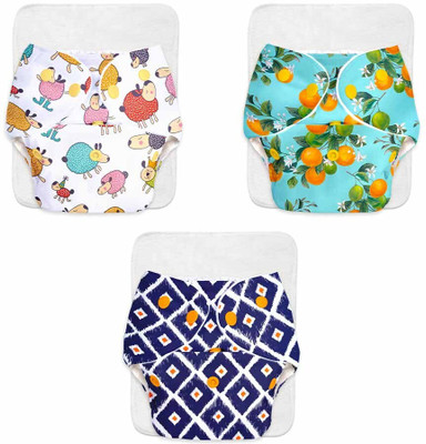 Superbottoms 3 BASIC Reusable Cloth Diaper for babies 0-3Y with dry feel pad/insert-Assorted