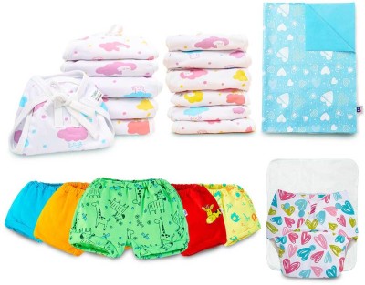 Superbottoms BASIC Diaper BabyHearts 5 Super Soft Bloomers | 12 BASIC Langot | 1 Changing Mat