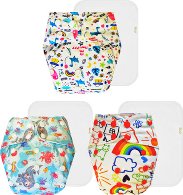 Dumbledo Reusable Eco-Friendly Dry Feel 3 Cloth Diaper With White Pad