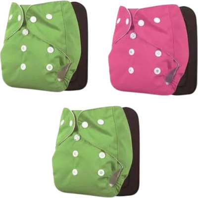 smilykid Baby Reusable,Washable Adjustable Diaper,(Pack of 3 Cloth Diapers+3 Insert pads)