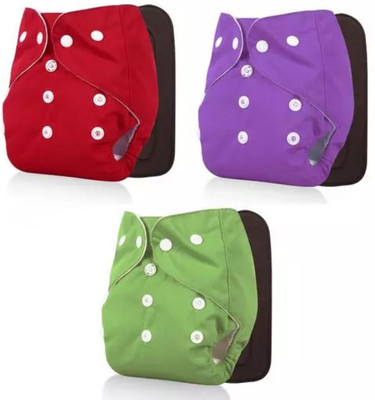 smilykid (Pack of 3 Cloth Diaper + 3 Insert), Multicolor 5 Layer Insert Washable for Baby
