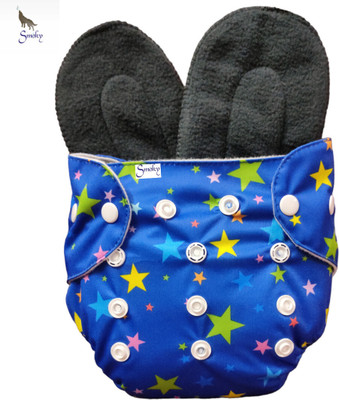 Smoky Soft cotton cloth reusable & washable print diaper nappy with bamboo insert pad