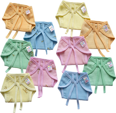 Tiny Care Color Printed Soft Muslin Basic Langot with Strings (Pack of 10)