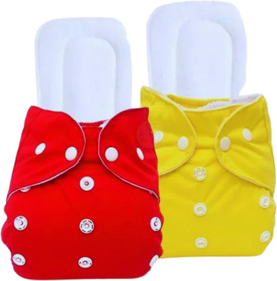 smilykid Baby Cloth Diapers Reusable With 5 Layer Inserts, (2 Cloth Diaper + 2 Insert)
