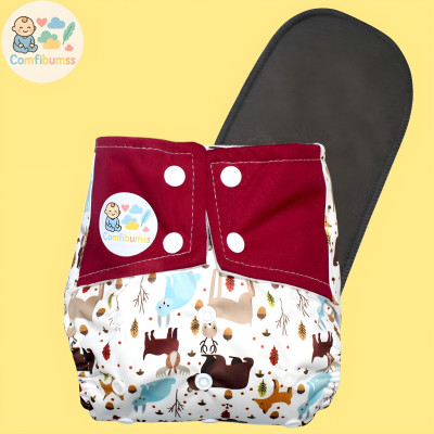 Comfibumss Reusable Cloth Diaper with 5-Layer Absorbent Charcoal Insert