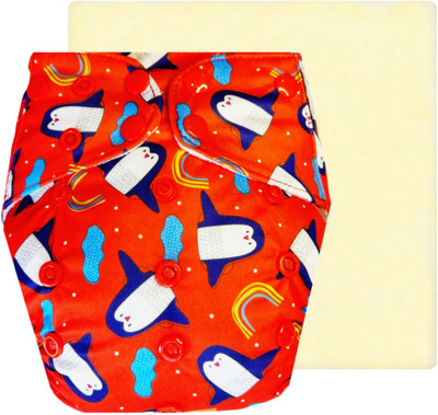 Dumbledo Reusable Eco-Friendly Dry Feel 1 Red Cloth Diaper with Insert