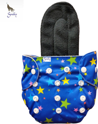 Smoky Soft cotton cloth reusable & washable print diaper nappy with bamboo insert pad