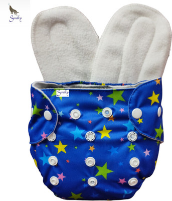 Smoky Soft cotton cloth reusable & washable print diaper nappy with bamboo insert pad