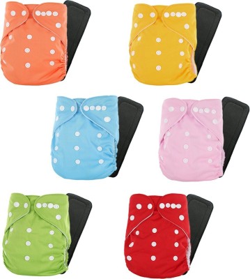 JKKFashion Waterproof Reusable Washable Cloth Diaper Nappies with Insert - L - XL (Pack of 6 diaper + 6 Inserts)