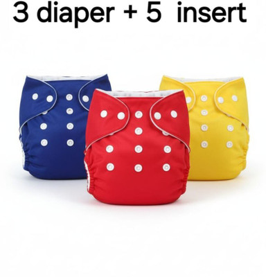 Yuvi reusable/cloth diaper, free size pack of 3 diaper+5 insert