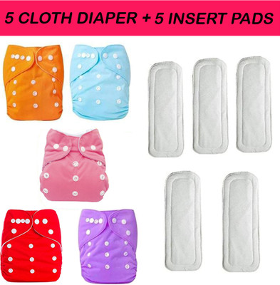 Bikauaa Reusable Baby cloth Diaper Washable Nappy for New Born with Insert Pads