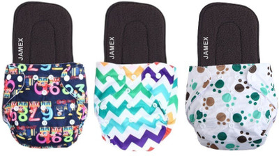 jamex Reusable Cloth Diaper for Babies 0-3Y with Dry Feel Pad/Insert