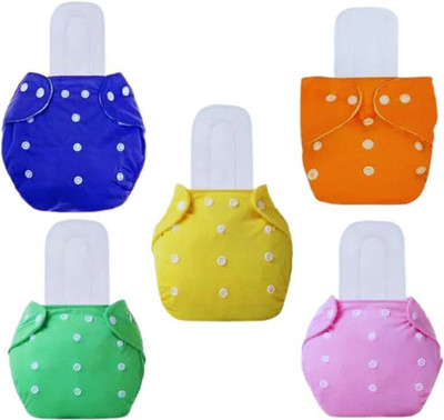 Smile Shake Cloth Diapers For Baby|Washable Cotton Diaper Pants (Pack Of 5 With 5 Inserts)