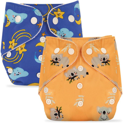 Bumpers Reusable & Washable Organic Cloth Diaper for babies Combo, Royal Blue+Yellow