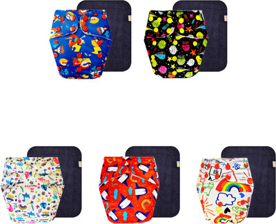 Dumbledo Reusable Eco-Friendly Dry Feel 5 Cloth Diaper With Black Pad