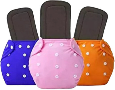 smilykid Baby Reusable,Washable Adjustable Diaper,(Pack of 3 Cloth Diapers+3 Insert pads)