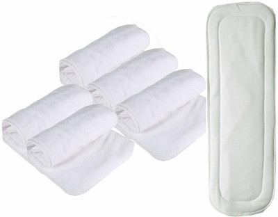 vsol Dry Feel absorber Insert diaper liner for Adjustable, washable and reusable Cloth Diapers (Compatible with pocket diapers/cover diapers) Free size. Microfiber absorber - 5 layers (Pack of 6)