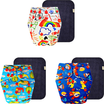 Dumbledo Reusable Eco-Friendly Dry Feel 3 Cloth Diaper With Black Pad
