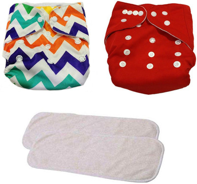 Chinmay Kids Combo of Quirk Reusable Baby Washable Cloth Diaper Nappies with Multi Layered Baby Insert Pads (Set of 2) (Multi- Colour) (Assorted Colours)