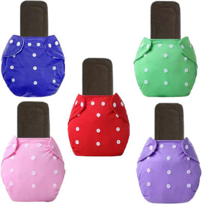 smilykid Multicolor Reusable Washable, Pack of 5 Cloth Diaper + 5 Insert for Baby