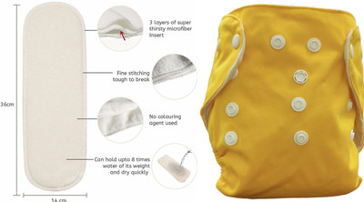 smilykid COMFORT FIT REUSABLE BABY DIAPER FOR 0-3 YEARS BABY (1 DIAPER+ 1 INSERT)