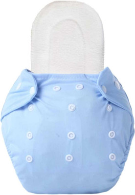 Bouncing Bliss REUSABALE BABY COTTON CLOTH DIAPER WITH 5 LAYER MICRO FIBRE WHITE INSERT-BLUE