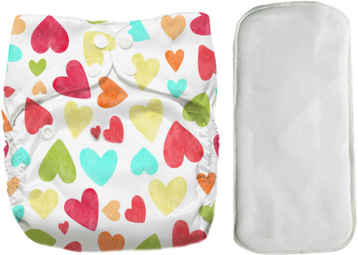 The Cheeky Kidzz Baby Reusable Washable Adjustable Snap Button Cloth Diaper & Wet-Free Insert Pad