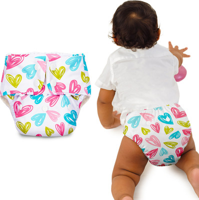 Superbottoms Basic Certified Soft Fleece Lined Pocket Cloth Diaper with 1 Wet-Free Insert (FreeSize Reusable & Adjustable Cloth Diaper,Fits from 5-17 kg, Hearts