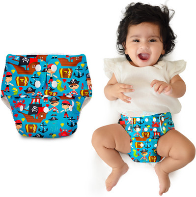 Superbottoms Basic Certified Soft Fleece Lined Pocket Cloth Diaper with 1 Wet-Free Insert (FreeSize Reusable & Adjustable Cloth Diaper,Fits from 5-17 kg, Pirates)