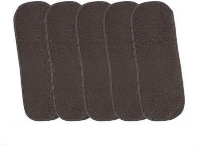 Kidsify 3 Layer Soft Cotton Washable Reusable Wet Free Cloth Diaper Black Inserts/Nappy Pads/Liners, Microfiber, Black (Pack of 5) - S - M(5 Pieces)