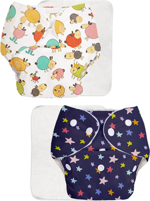 Superbottoms Pack of 2 BASIC Reusable Cloth Diapers | Adjustable, Washable |3M-3Y