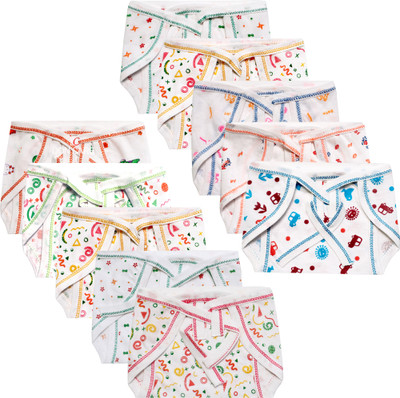 DON CARE Pure Cotton Washable Baby Cloth Diapers Langot Nappy - Pack of 10 , 0-6 Months
