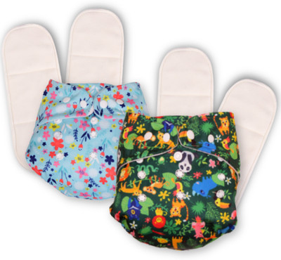 Deedry Reusable Cloth Diapers Oeko-Tex Certified with Absorbent 4 Pads Combo of 2+4