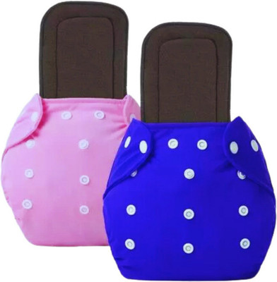 DECRONICS Baby Cloth Diapers Reusable With 5 Layer Inserts, (2 Cloth Diaper + 2 Insert)