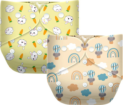 Bumpers Premium Reusable Cloth Diaper with 2 Insert Pads | 3M-3Y (Yellow + Light Pink)