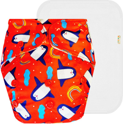 Dumbledo 1 Red Cloth Diaper With White Insert | Free size for 3 Month to 3 Year