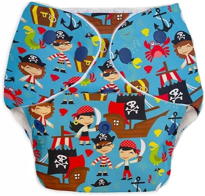 rotation Reusable Button Diaper Blue Color Pack of 1 Diaper & 1 Black 5 layer Insert