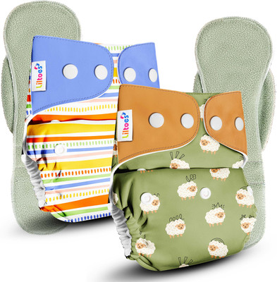 LILTOES Washable & Reusable Baby Cloth Diaper (Nerdy Sheep,Jazzy Lines)