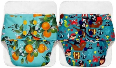 moms angel Baby Printed Cloth Diaper Washable & Reusable Nappy With White Insert(Pack of 2)