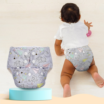 Superbottoms Basic Certified Soft Fleece Lined Pocket Cloth Diaper with 1 Wet-Free Insert (FreeSize Reusable & Adjustable Cloth Diaper,Fits from 5-17 kg, Airplane)