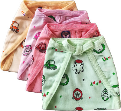 Aldeco Pack of 4 - Baby Multicolor Hosiery Cotton Langot or Nappy / Reusable & Washable Soft U-Shaped Printed Cloth Langot or Diaper for kids (0-3years)