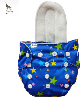 Smoky Soft cotton cloth reusable & washable print diaper nappy with bamboo insert pad