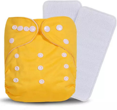 smilykid Baby Cloth Diapers Reusable With 5 Layer Inserts, (2 Cloth Diaper + 2 Insert)