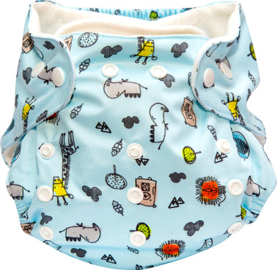 MeeMee Reusable Baby Cloth Diaper with Adjustable Snap Buttons (Blue)