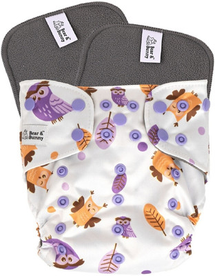 Bear & Bunny Washable Reusable Cloth Diaper,Free Size|for Kids 0-3 Yrs|1 Diaper & 2 insert