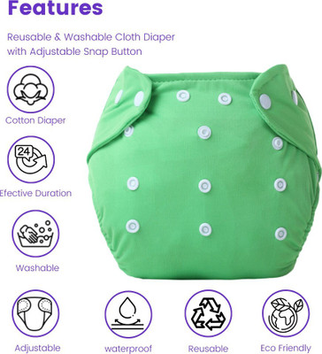 Alwaysup Reusable Cloth Diaper with Black Insert Pad for babies (0 to 36 months) (GREEN)