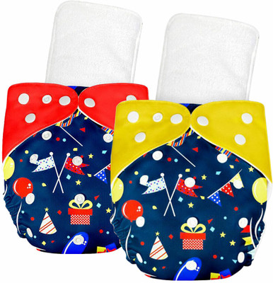 BUMTUM Baby Cloth Diaper With 1 Insert | Washable ,Birthday Red + Birthday Yellow