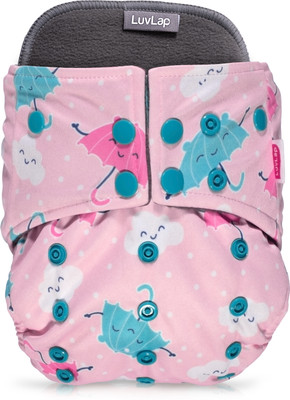 LuvLap Reusable Baby Cloth Diaper, Leak Guard, Quick Dry, Pink Umbrella
